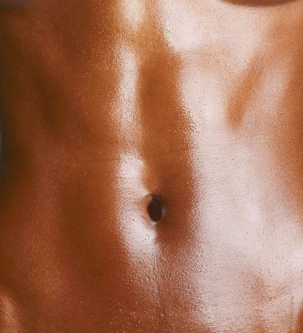 Woman's torso isolated on white background